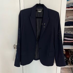 Navy blue zadig and Voltaire blazer with side sparkle